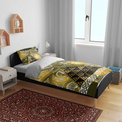 Matariki New Zealand Bedding Set NZ Niho Taniwha Maori New Year Yellow Galaxy