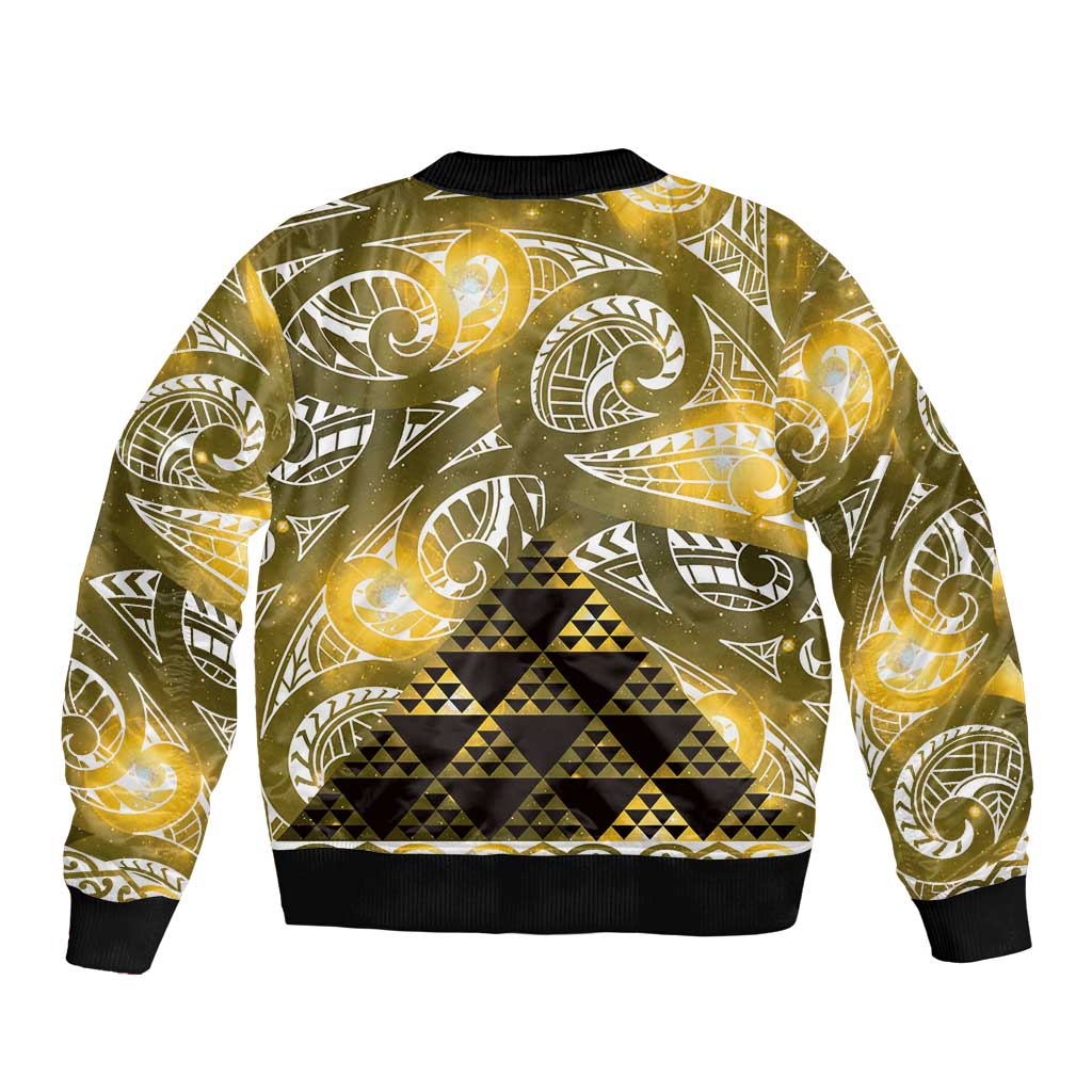 Matariki New Zealand Bomber Jacket NZ Niho Taniwha Maori New Year Yellow Galaxy
