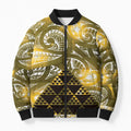 Matariki New Zealand Bomber Puffer Jacket NZ Niho Taniwha Maori New Year Yellow Galaxy