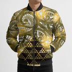 Matariki New Zealand Bomber Puffer Jacket NZ Niho Taniwha Maori New Year Yellow Galaxy