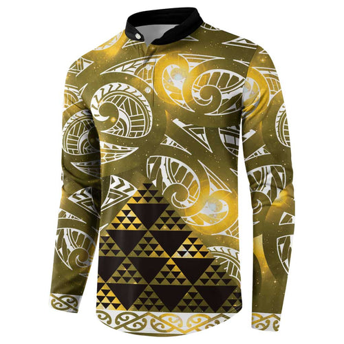 Matariki New Zealand Button Sweatshirt NZ Niho Taniwha Maori New Year Yellow Galaxy