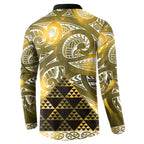Matariki New Zealand Button Sweatshirt NZ Niho Taniwha Maori New Year Yellow Galaxy