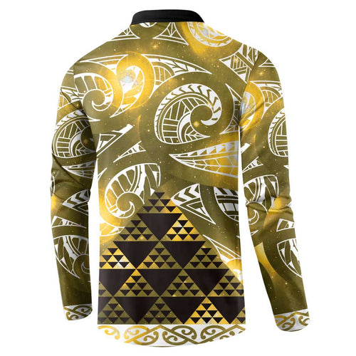 Matariki New Zealand Button Sweatshirt NZ Niho Taniwha Maori New Year Yellow Galaxy