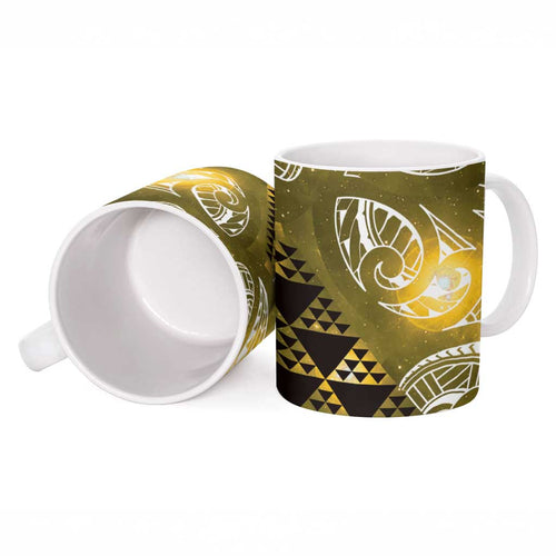 Matariki New Zealand Ceramic Mug NZ Niho Taniwha Maori New Year Yellow Galaxy