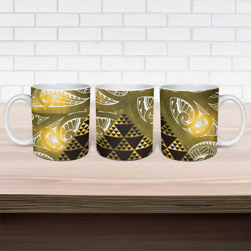 Matariki New Zealand Ceramic Mug NZ Niho Taniwha Maori New Year Yellow Galaxy