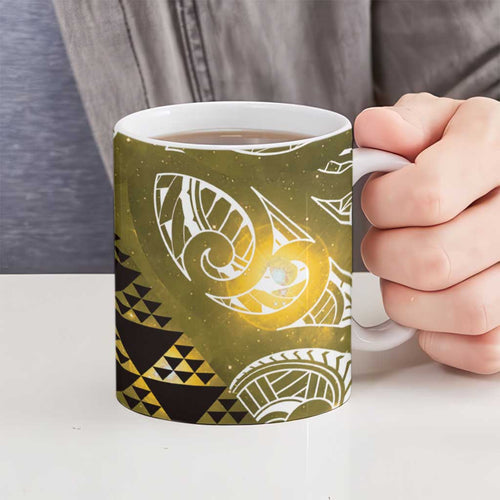 Matariki New Zealand Ceramic Mug NZ Niho Taniwha Maori New Year Yellow Galaxy