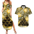 Matariki New Zealand Couples Matching Summer Maxi Dress and Hawaiian Shirt NZ Niho Taniwha Maori New Year Yellow Galaxy