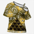 Matariki New Zealand Cross Shoulder Shirt NZ Niho Taniwha Maori New Year Yellow Galaxy