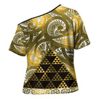 Matariki New Zealand Cross Shoulder Shirt NZ Niho Taniwha Maori New Year Yellow Galaxy