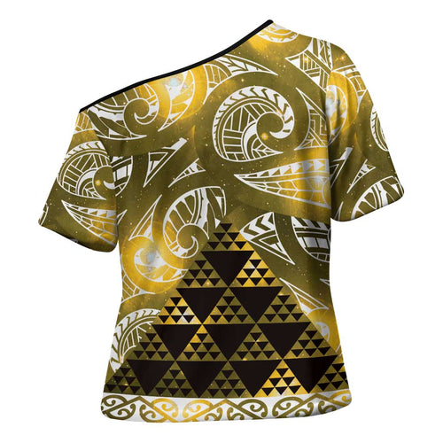 Matariki New Zealand Cross Shoulder Shirt NZ Niho Taniwha Maori New Year Yellow Galaxy