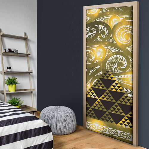 Matariki New Zealand Door Cover NZ Niho Taniwha Maori New Year Yellow Galaxy