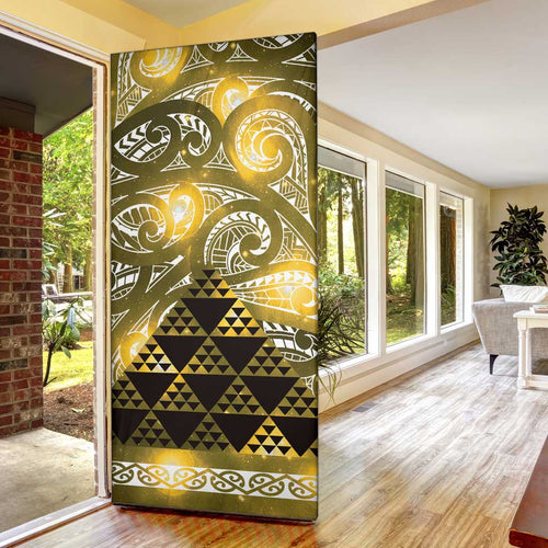 Matariki New Zealand Door Cover NZ Niho Taniwha Maori New Year Yellow Galaxy
