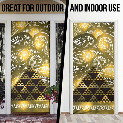 Matariki New Zealand Door Cover NZ Niho Taniwha Maori New Year Yellow Galaxy
