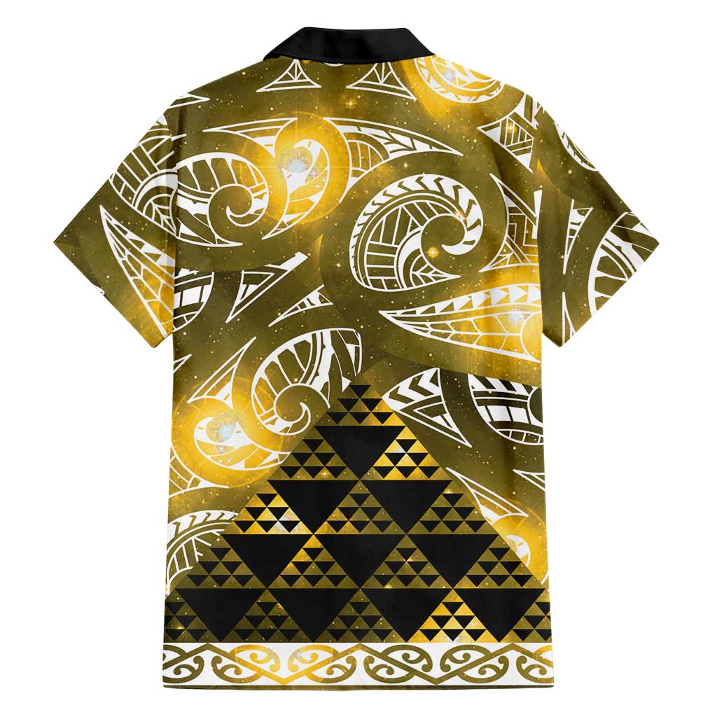 Matariki New Zealand Family Matching Off Shoulder Short Dress and Hawaiian Shirt NZ Niho Taniwha Maori New Year Yellow Galaxy