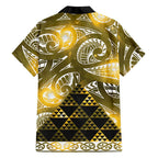 Matariki New Zealand Family Matching Short Sleeve Bodycon Dress and Hawaiian Shirt NZ Niho Taniwha Maori New Year Yellow Galaxy