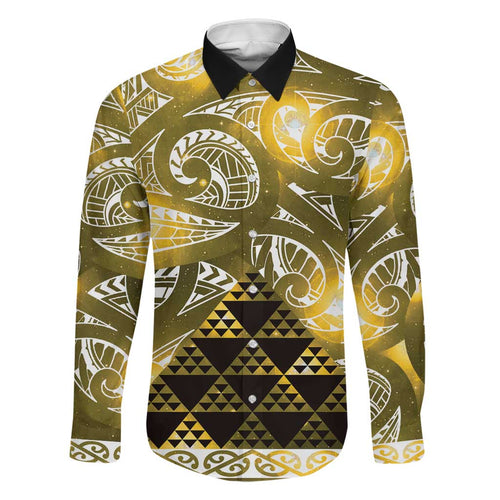 Matariki New Zealand Family Matching Tank Maxi Dress and Hawaiian Shirt NZ Niho Taniwha Maori New Year Yellow Galaxy