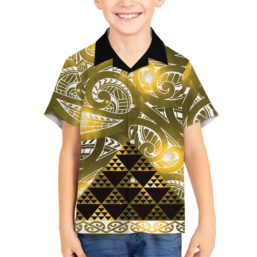 Matariki New Zealand Hawaiian Shirt NZ Niho Taniwha Maori New Year Yellow Galaxy