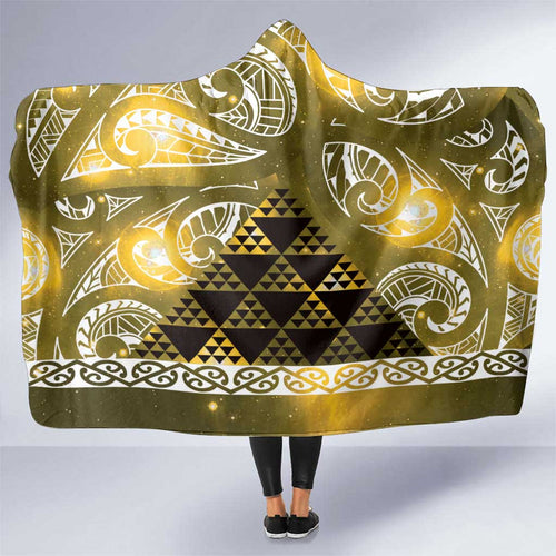 Matariki New Zealand Hooded Blanket NZ Niho Taniwha Maori New Year Yellow Galaxy