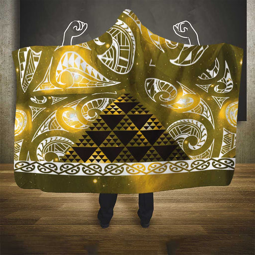 Matariki New Zealand Hooded Blanket NZ Niho Taniwha Maori New Year Yellow Galaxy