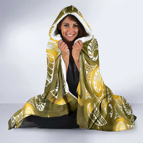 Matariki New Zealand Hooded Blanket NZ Niho Taniwha Maori New Year Yellow Galaxy