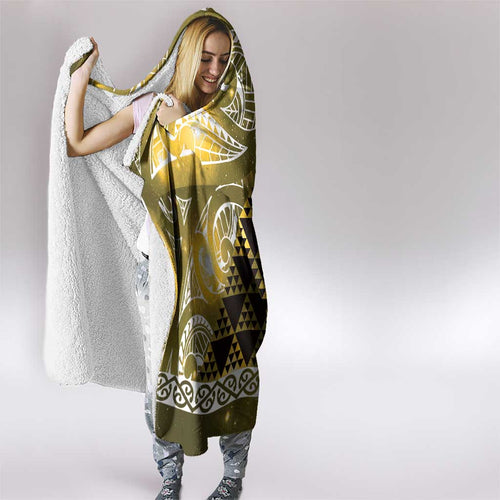 Matariki New Zealand Hooded Blanket NZ Niho Taniwha Maori New Year Yellow Galaxy