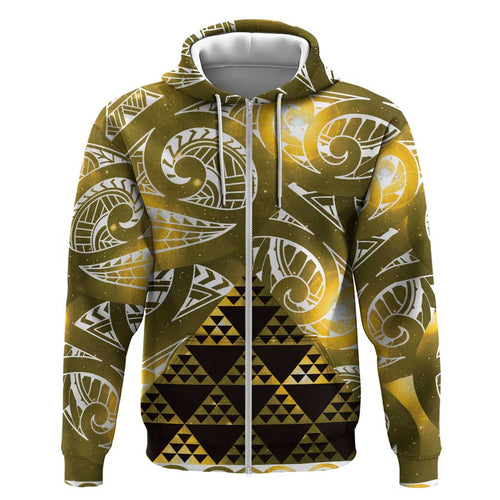 Matariki New Zealand Hoodie NZ Niho Taniwha Maori New Year Yellow Galaxy