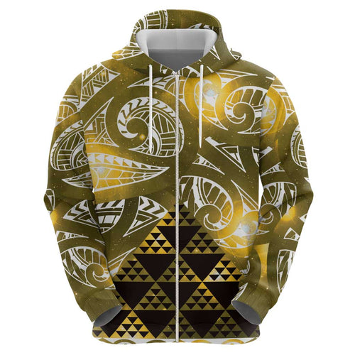 Matariki New Zealand Hoodie NZ Niho Taniwha Maori New Year Yellow Galaxy