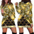 Matariki New Zealand Hoodie Dress NZ Niho Taniwha Maori New Year Yellow Galaxy
