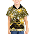 Matariki New Zealand Kid Hawaiian Shirt NZ Niho Taniwha Maori New Year Yellow Galaxy