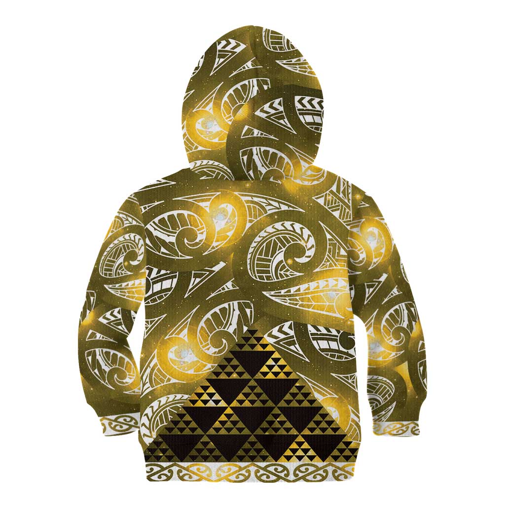 Matariki New Zealand Kid Hoodie NZ Niho Taniwha Maori New Year Yellow Galaxy