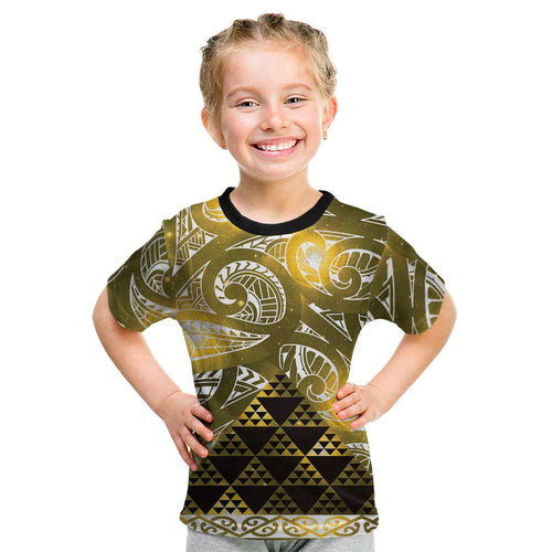 Matariki New Zealand Kid T Shirt NZ Niho Taniwha Maori New Year Yellow Galaxy