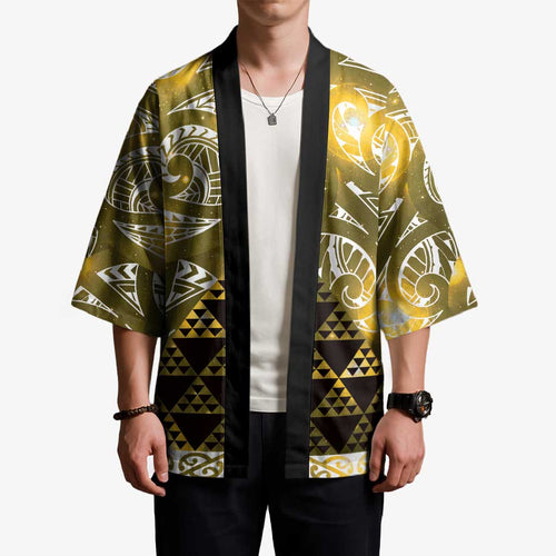Matariki New Zealand Kimono NZ Niho Taniwha Maori New Year Yellow Galaxy
