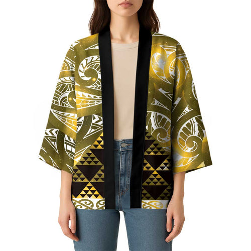 Matariki New Zealand Kimono NZ Niho Taniwha Maori New Year Yellow Galaxy
