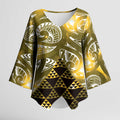 Matariki New Zealand Kimono Sleeve Blouse NZ Niho Taniwha Maori New Year Yellow Galaxy