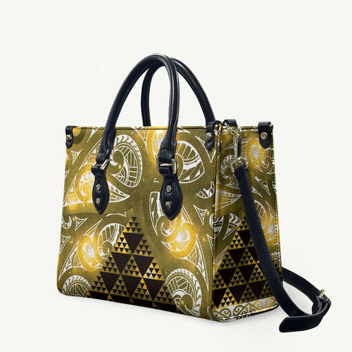 Matariki New Zealand Leather Bag NZ Niho Taniwha Maori New Year Yellow Galaxy