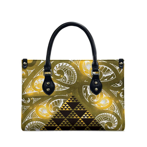 Matariki New Zealand Leather Bag NZ Niho Taniwha Maori New Year Yellow Galaxy