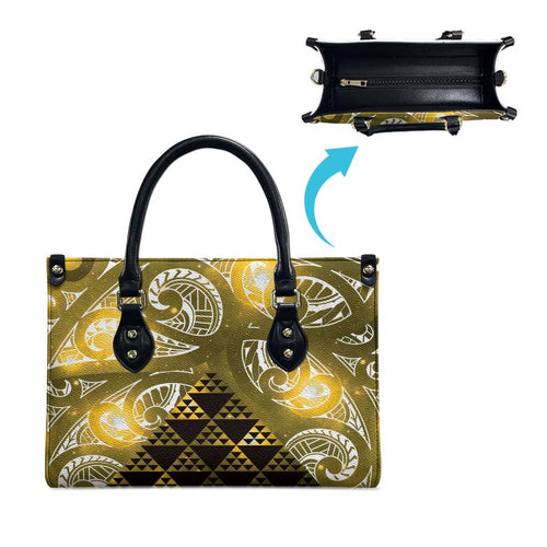 Matariki New Zealand Leather Bag NZ Niho Taniwha Maori New Year Yellow Galaxy