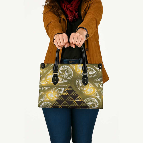 Matariki New Zealand Leather Bag NZ Niho Taniwha Maori New Year Yellow Galaxy