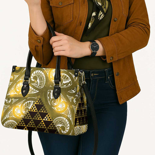 Matariki New Zealand Leather Bag NZ Niho Taniwha Maori New Year Yellow Galaxy
