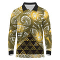 Matariki New Zealand Long Sleeve Polo Shirt NZ Niho Taniwha Maori New Year Yellow Galaxy