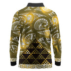 Matariki New Zealand Long Sleeve Polo Shirt NZ Niho Taniwha Maori New Year Yellow Galaxy