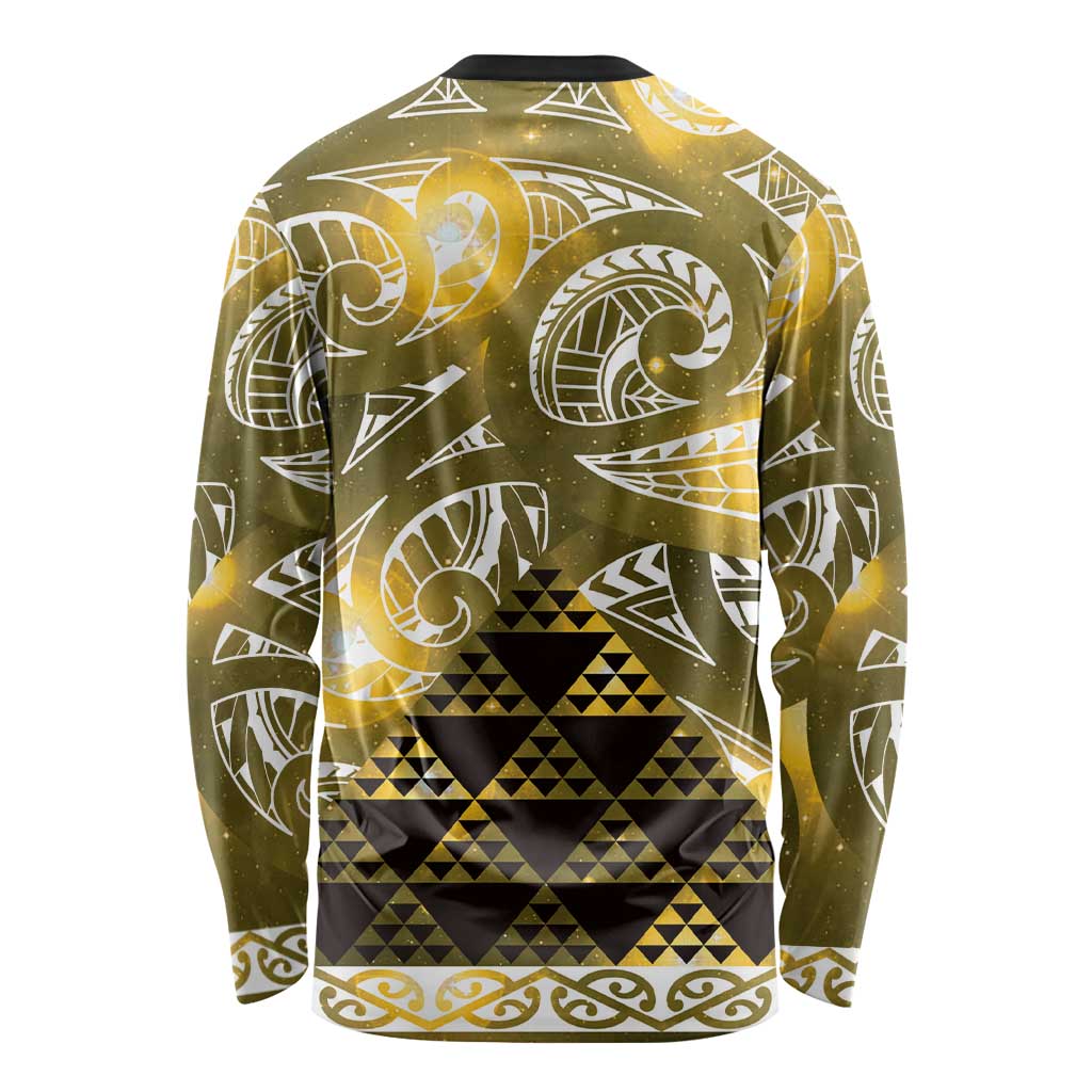 Matariki New Zealand Long Sleeve Shirt NZ Niho Taniwha Maori New Year Yellow Galaxy