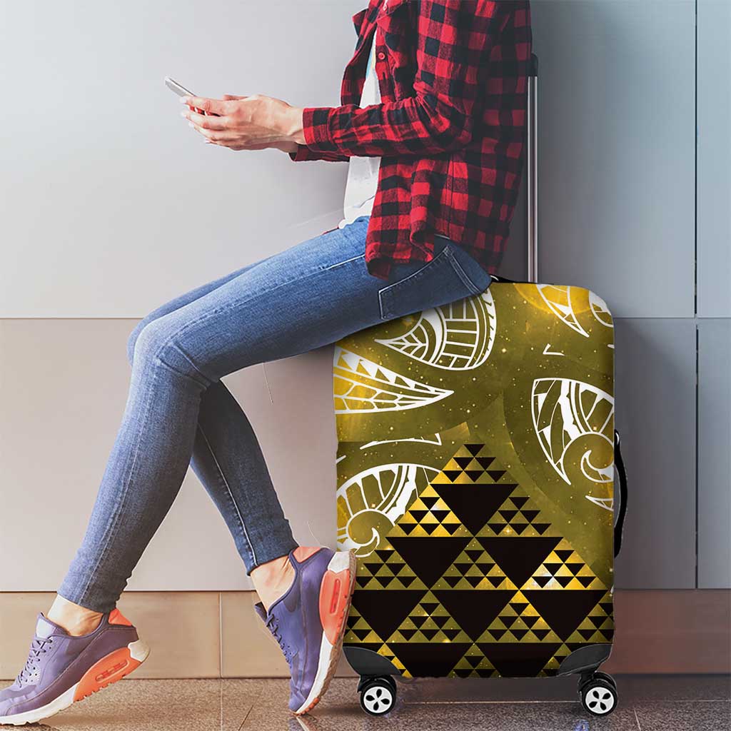 Matariki New Zealand Luggage Cover NZ Niho Taniwha Maori New Year Yellow Galaxy