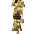 Matariki New Zealand Mermaid Dress NZ Niho Taniwha Maori New Year Yellow Galaxy