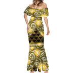 Matariki New Zealand Mermaid Dress NZ Niho Taniwha Maori New Year Yellow Galaxy