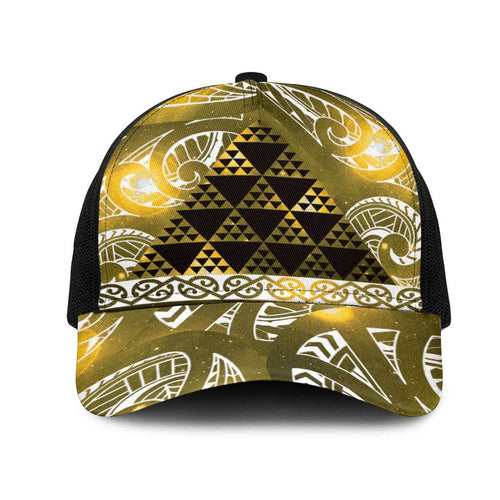 Matariki New Zealand Mesh Trucker Cap NZ Niho Taniwha Maori New Year Yellow Galaxy
