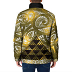 Matariki New Zealand Padded Jacket NZ Niho Taniwha Maori New Year Yellow Galaxy
