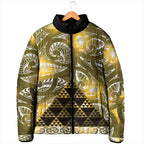 Matariki New Zealand Padded Jacket NZ Niho Taniwha Maori New Year Yellow Galaxy