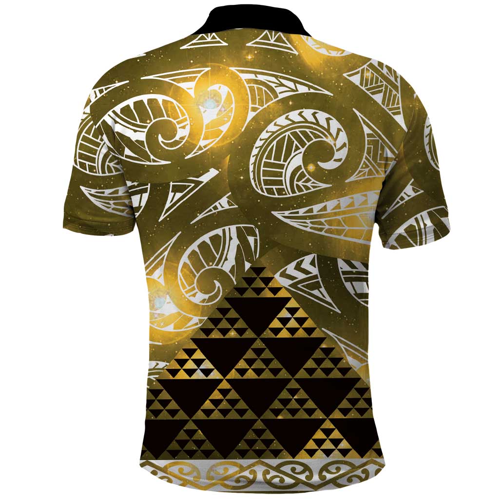 Matariki New Zealand Polo Shirt NZ Niho Taniwha Maori New Year Yellow Galaxy