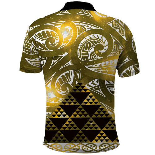 Matariki New Zealand Polo Shirt NZ Niho Taniwha Maori New Year Yellow Galaxy